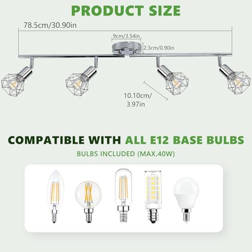 DLLT 4 Lights Track Lighting Kit Modern Wall Ceiling Decor