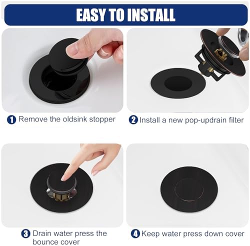 SmartFloBath Universal Sink Stopper with Hair Catcher