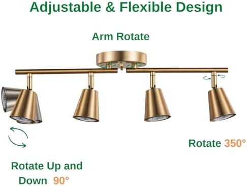 4-Bulb Track Lighting Kit with Adjustable Brass Finish for Home