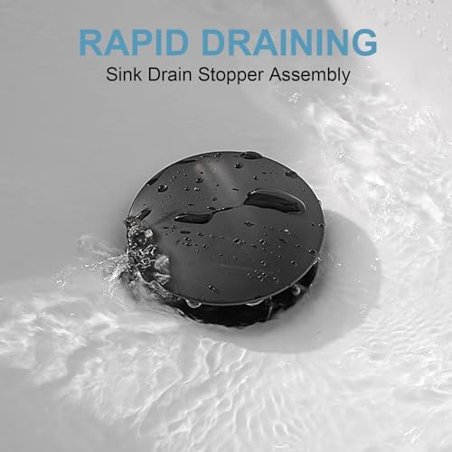 Matte Black Faucet Vessel Sink Stopper - No Overflow Push Seal Design