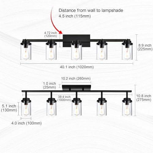 Matte Black Track Lighting Fixtures - 5-Light Ceiling Pivoting Durable Stylish