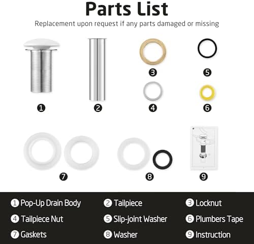 PremiumFINAL KES Bathroom Sink Drain No Overflow Ergonomic Design Rust-Free Durable
