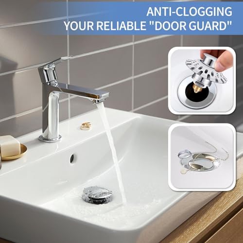 AUPHTIR 50 Upgraded Universal Bathroom Sink Stopper with Anti-Clogging Feature
