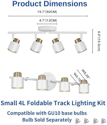 4 Light Track Lighting Kit with Matte White Brass Finish