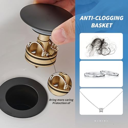 BWE Pop-Up Drain Assembly with Strainer for Bathroom Sink
