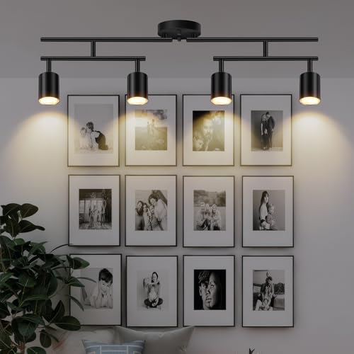 Sturdy Durable 4-Light Black Track Lighting Kit for Home