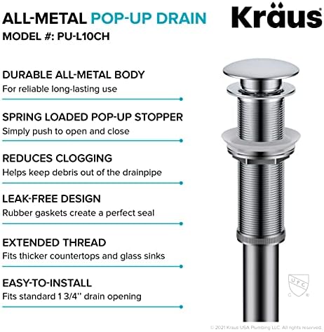 Kraus Chrome Sink Drain Assembly