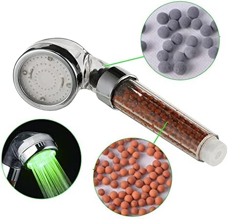 LED Ionic Shower Head Kit with LED Lights and High Pressure Handheld Showerhead