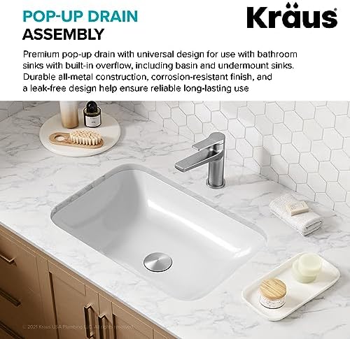 KRAUS Pop-Up Drain with Overflow for Bathroom Sink