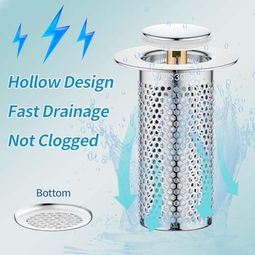 Kanfouaela 2-in-1 Sink Drainer Effortless Flow Easy-Clear Stainless Steel