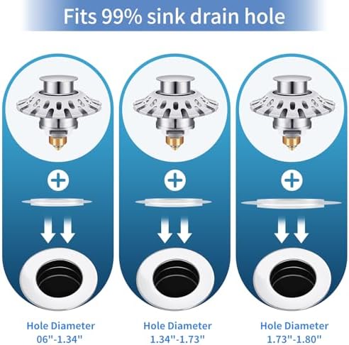 AUPHTIR 50 Upgraded Universal Bathroom Sink Stopper with Anti-Clogging Feature