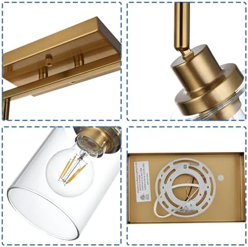 4-Light Track Lighting Kit Brass Bathroom Vanity Light with Adjustable Ceiling Spotlight
