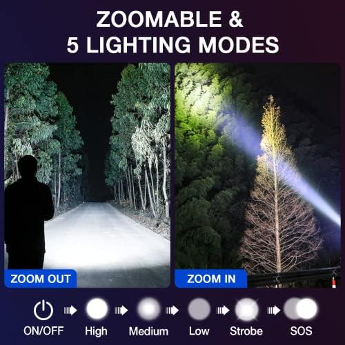 RECHOO 8 Pack LED Flashlight Bright 1500 Lumens 5 Modes Zoomable Waterproof