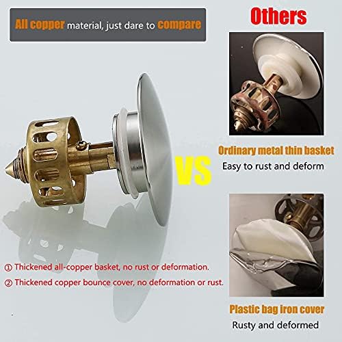 Brushed Nickel Pop Up Drain Stopper with Brass Basket 83606BN