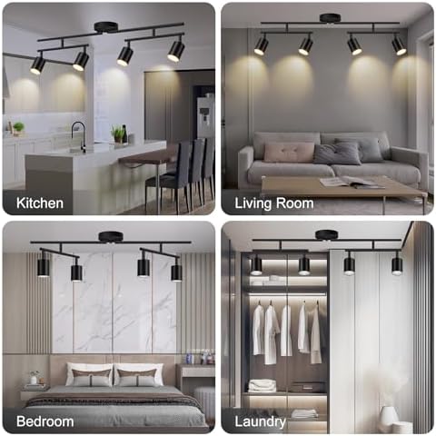 Sturdy Durable 4-Light Black Track Lighting Kit for Home