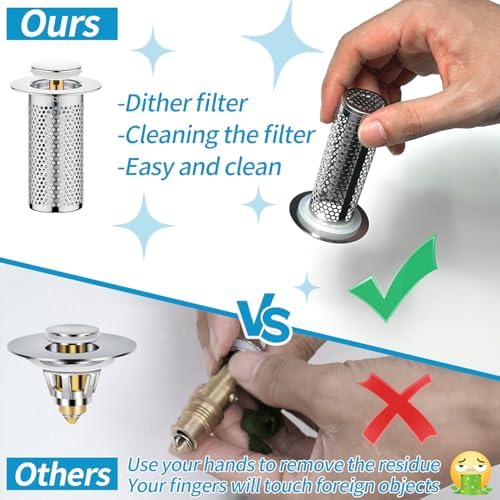 Kanfouaela 2-in-1 Sink Drainer Effortless Flow Easy-Clear Stainless Steel