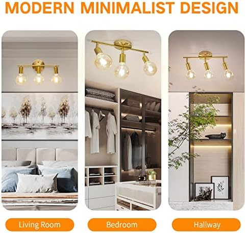 3-Light Gold Ceiling Track Lighting Kit