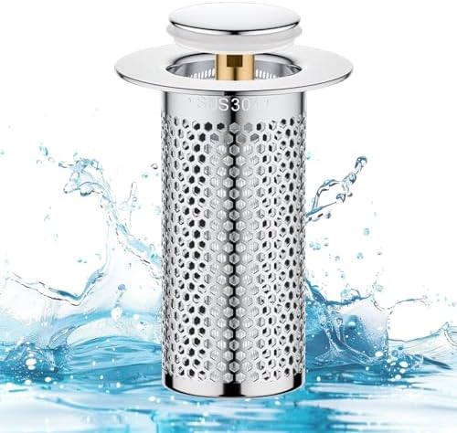 Kanfouaela 2-in-1 Sink Drainer Effortless Flow Easy-Clear Stainless Steel