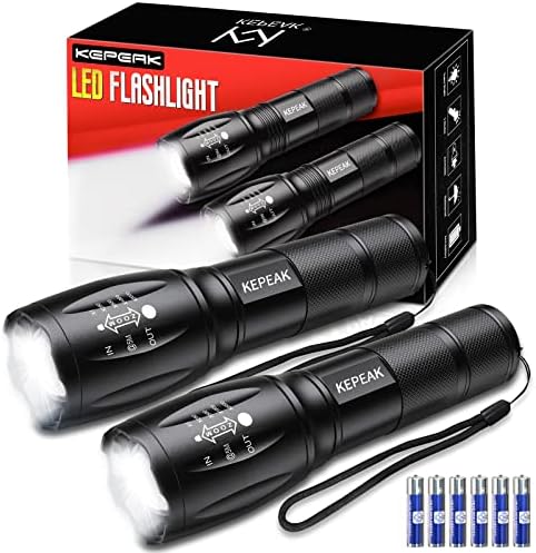 KEPEAK LED Flashlight 5 Modes High Lumen Zoomable