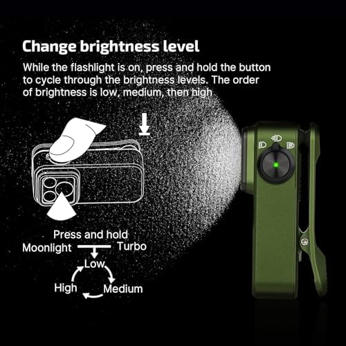 500 lumens clip-on EDC flashlight rechargeable low battery