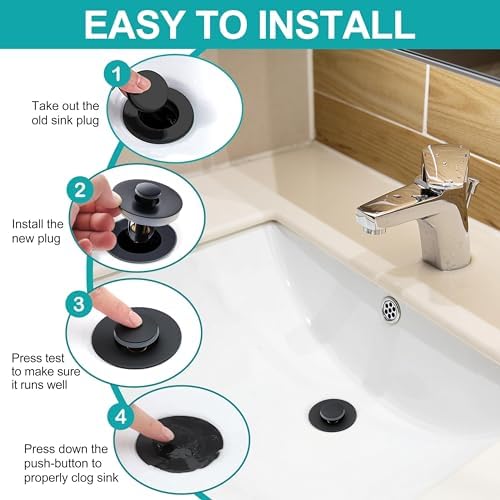 Herogo Universal Matte Black Sink Drain Stopper
