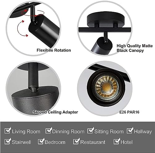 KCO Lighting Track Lighting Adjustable Ceiling Spotlights 5 Ways Matte Black