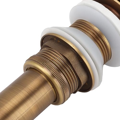FLEXMAN - antic copper bathroom sink drain with one-touch overflow stopper