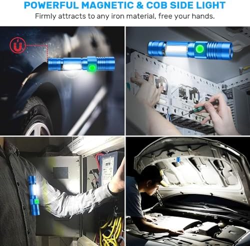 Rechargeable LED Flashlight Magnetic Powerful for Camping Emergency More