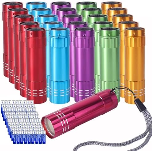 KunHe 30 Pack Mini LED Flashlights with Lanyard and Batteries