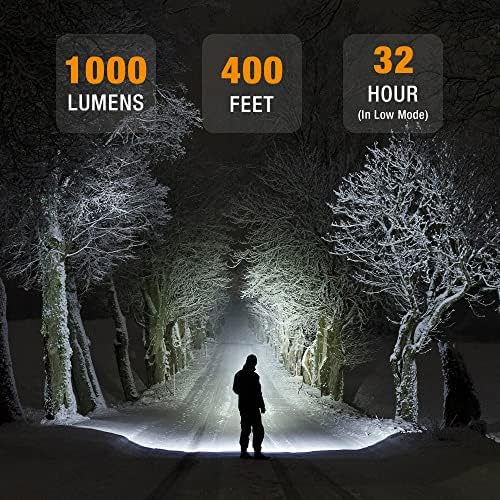 EverBrite Ultra Bright Tactical Flashlight Rechargeable Headlamp - 1000FT Light Distance