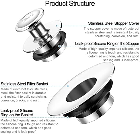 LEKEYE Bathtub Stopper for Drain - 1 Pack