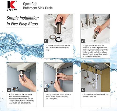 Plumb Pak K820-74 Grid Drain Bathroom Sink Drain with Overflow Prevention