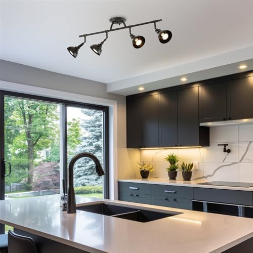 Kira Home Industrial 4-Light Track Lighting with Adjustable Heads