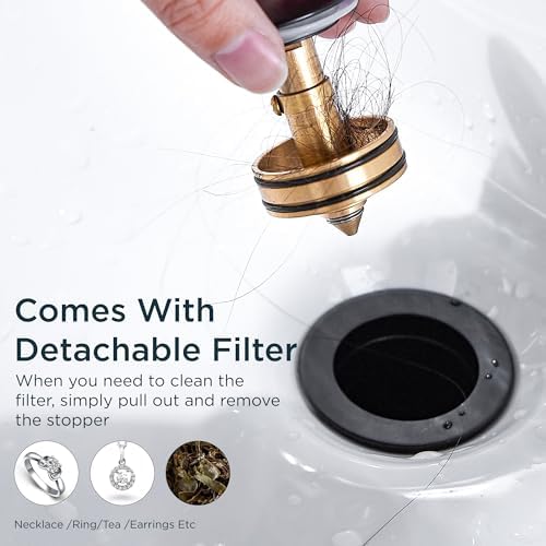 FORIOUS 304 Stainless Sink Drains with Overflow Matte Black for Bathroom Use