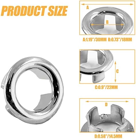 Bathrooms Replace 2PCS Sink Overflow Ring Durable Easy to Install Silver