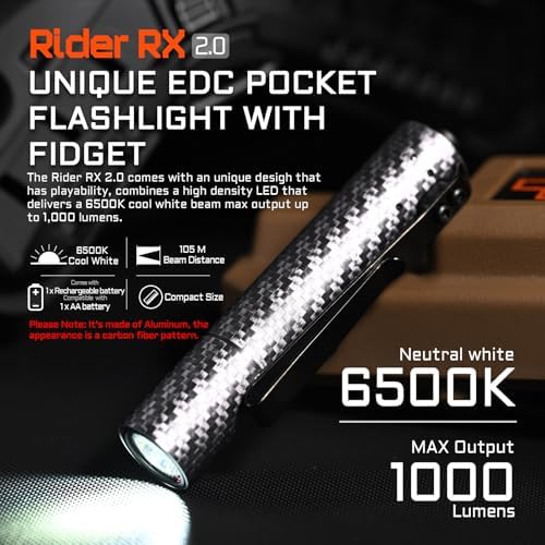 Steady Bright Compact EDC Flashlight AceBeam Rider RX 1000