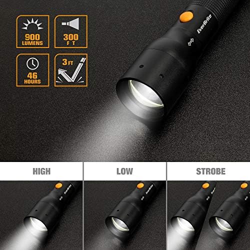 EverBrite Ultra Bright Tactical Flashlight Rechargeable Headlamp - 1000FT Light Distance