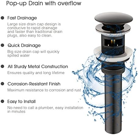 Durable Sink Drain Stopper for Bathroom - Solid Metal Oil-Rubbed Bronze