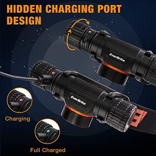 EverBrite Ultra Bright Tactical Flashlight Rechargeable Headlamp - 1000FT Light Distance
