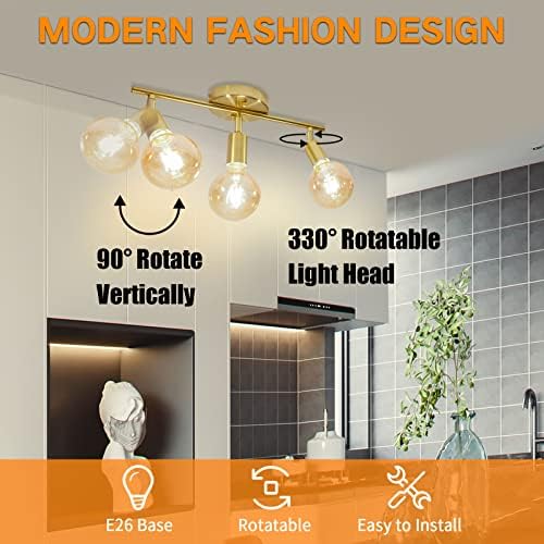 3-Light Gold Ceiling Track Lighting Kit