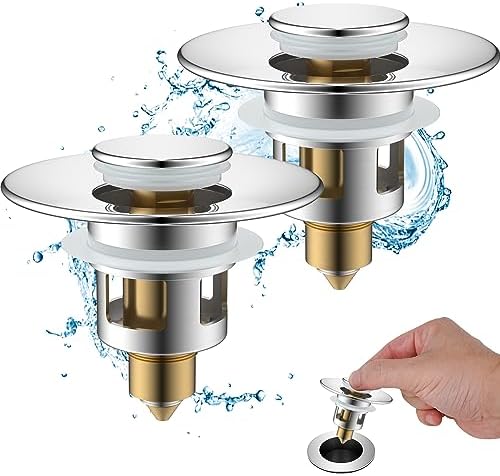 Hibbent 2 Pack All Metal Bathroom Sink Stopper