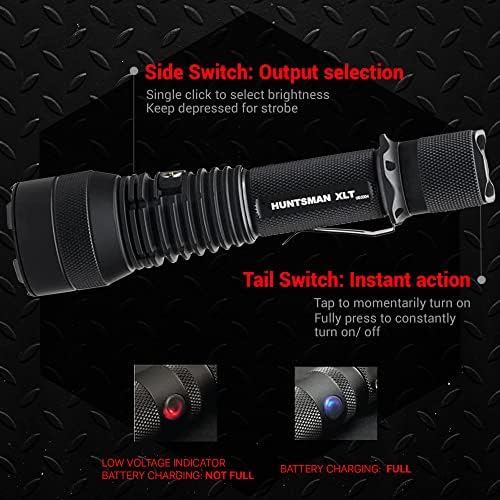 PowerTac Huntsman-XLT LED Flashlight 1200 Lumen Black