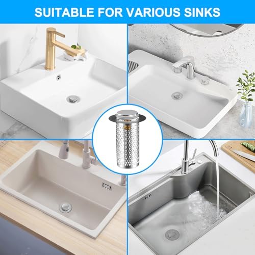 Bathroom Sink Stopper with mesh basket to prevent blockages