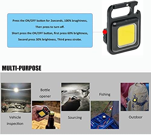Mini COB Flashlight 500 Lumens Rechargeable Keychain Light