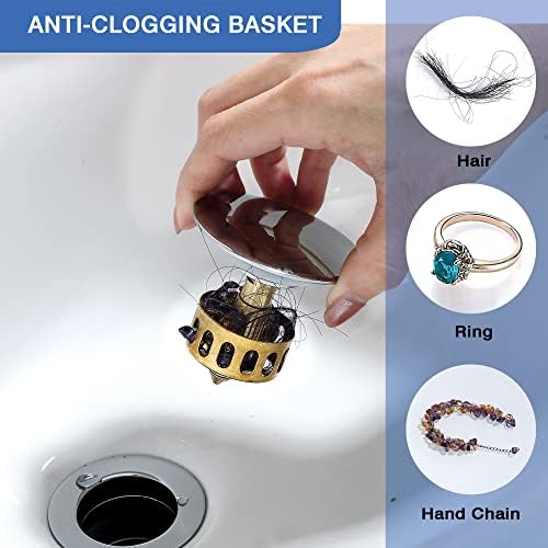 Polished Chrome bathroom sink drain with overflow