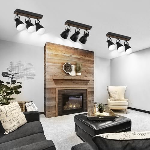 KEESFU Lighting Farmhouse Track Lighting Dimmable with Remote Control