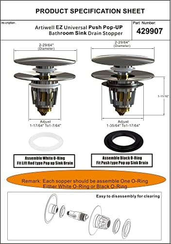 Artiwell Universal Sink Drain Stopper Brushed Gold 1