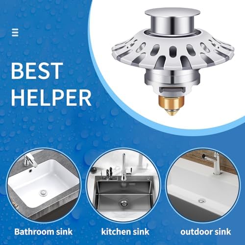 AUPHTIR 50 Upgraded Universal Bathroom Sink Stopper with Anti-Clogging Feature