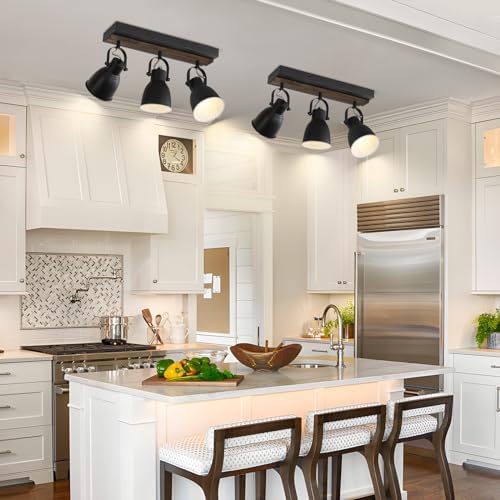 KEESFU Lighting Farmhouse Track Lighting Dimmable with Remote Control