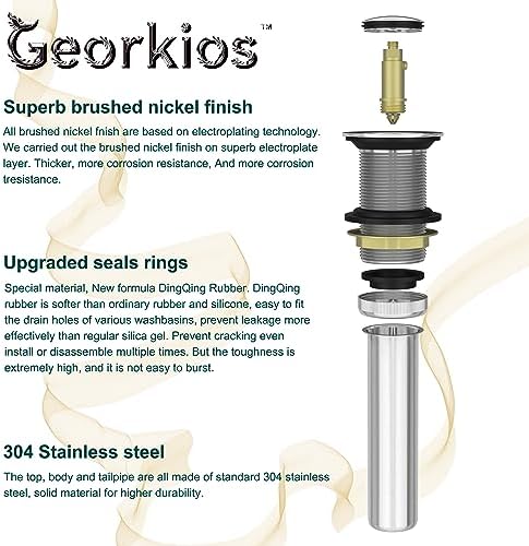 Georkios Brushed Nickel Sink Drain Stopper